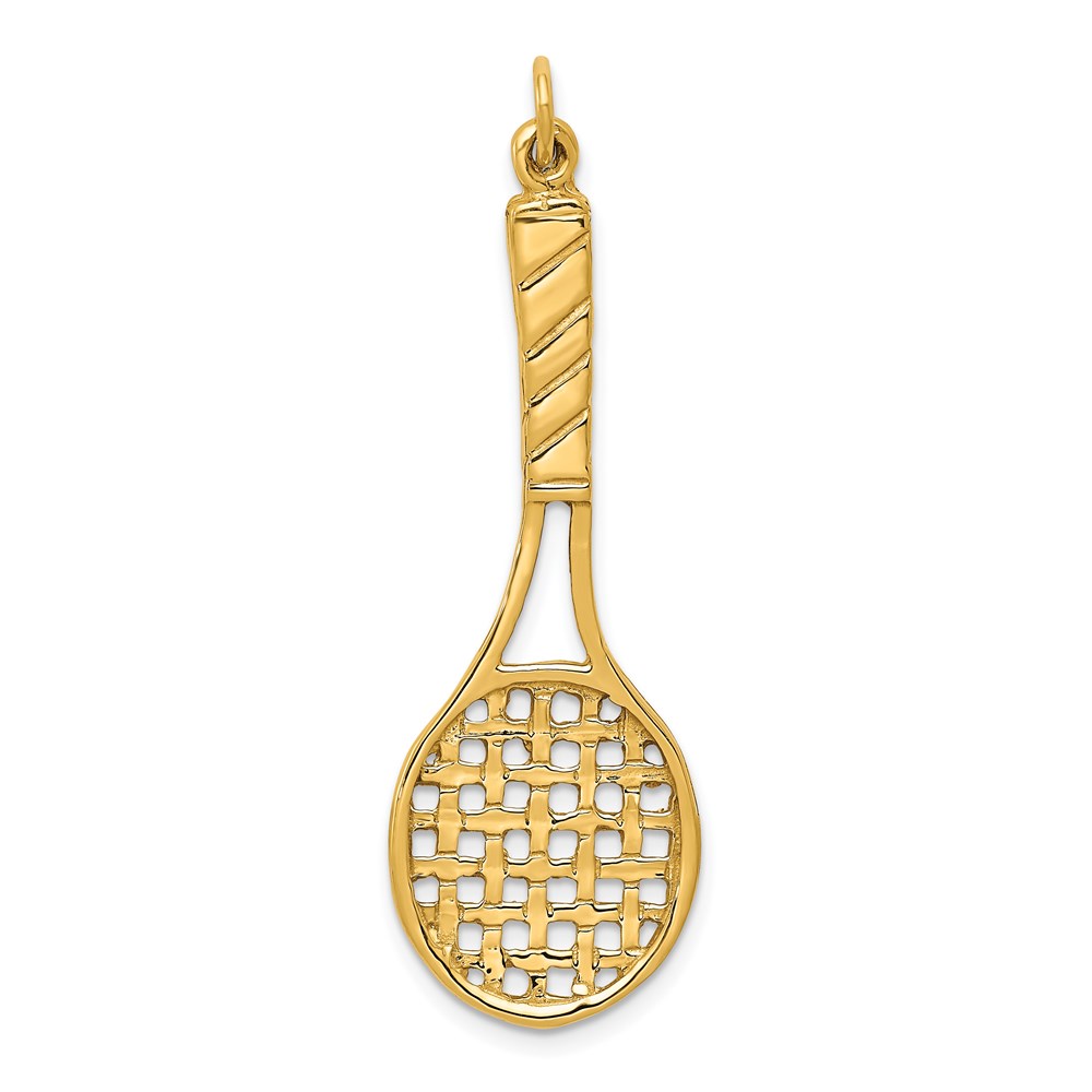 A2752.jpg 14K Large 3-D Tennis Racquet Pendant - Image 1