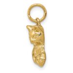 14k Solid Polished Open-Backed Cat with Ball Charm - Image 2