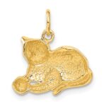 14k Solid Polished Open-Backed Cat with Ball Charm - Image 3