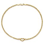 14k Diamond-cut Open Heart and Rope Chain Anklet - Image 4