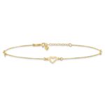 14k Diamond-cut Open Heart 3-Station Plus Extender - Total Anklet - Image 3