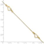 14k Diamond-cut Open Heart 3-Station Plus Extender - Total Anklet - Image 7