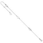 14K White Gold Fancy Open Hearts 3-Station Plus Extender - Total Anklet - Image 7
