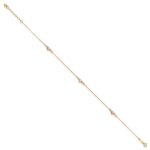 14k Tri-Color Puffed Hearts and Beads Plus Extender - Total Anklet - Image 2