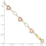 14k Two-tone Hammered Open Hearts and Oval Link Plus Extender - Total Anklet - Image 4