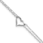 14k White Gold Double Strand Chain Twisted Heart Plus Extender - Total Anklet