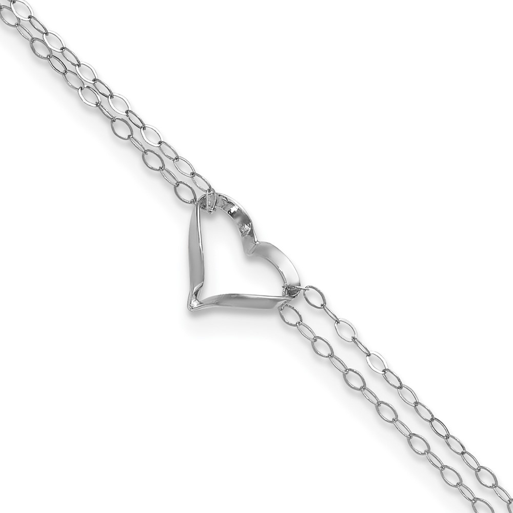 ANK174-9.jpg 14k White Gold Double Strand Chain Twisted Heart Plus Extender - Total Anklet - Image 1