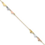 14K Tri-Color Diamond-cut Hearts Plus Extender - Total Anklet