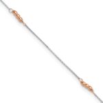 14K Two-Tone Mirror Beaded 4-Station Plus Extender - Total Anklet