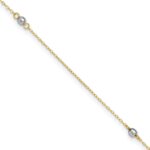 14k Two-tone Mirror Beads 3-Station Plus Extender - Total Anklet