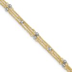14k Two-tone 3-Strand Chain with Mirror Beads Plus Extender - Total Anklet