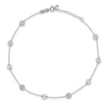 14K White Gold Polished Disc 9-Station Plus Extender - Total Anklet - Image 3