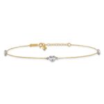 14k Two-tone Diamond-cut Triple Puffed Hearts Plus Extender - Total Anklet - Image 3