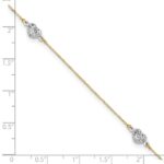 14k Two-tone Diamond-cut Triple Puffed Hearts Plus Extender - Total Anklet - Image 5