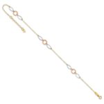 14k Tri-color Circle and Oval 3-Station Plus Extender - Total Anklet - Image 7