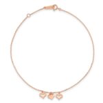 14k Rose Gold 3 Heart Dangles Plus Extender - Total Anklet - Image 4