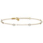 14K Two-tone Chain and Wavy Circles 6-Station Plus Extender - Total Anklet - Image 3