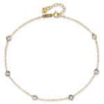 14K Two-tone Chain and Wavy Circles 6-Station Plus Extender - Total Anklet - Image 4
