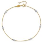 14k Two-tone Bezel-set CZ 6-Station Plus Extender - Total Anklet - Image 5