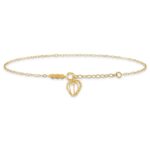 14K Cable Chain with Diamond-cut Heart Cage Dangle Plus Extender - Total Anklet - Image 3
