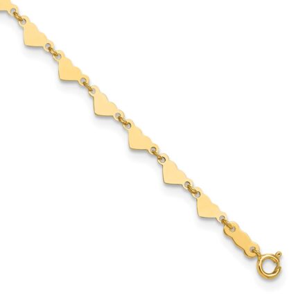 14K Hearts and Oval Links Plus Extender - Total Anklet