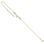 14K Two-tone Diamond-cut and MOM Puffed Heart Plus Extender - Total Anklet - Image 7