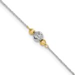14K Two-tone Chain and Diamond-cut Beads Plus Extender - Total Anklet