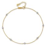 14K Two-tone Diamond-cut Beads 7-Station Plus Extender - Total Anklet - Image 5