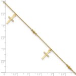 14k Diamond-cut 3 Cross Dangles and Beads Plus Extender - Total Anklet - Image 5