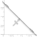 14k White Gold Diamond-cut 3 Cross Dangles and Beads Plus Extender - Total Anklet - Image 4