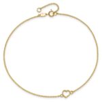 14K Textured and Polished Open Heart Plus Extender - Total Anklet - Image 4