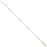 14K Two-Tone Diamond-cut Leaf 4-Station Plus Extender - Total Anklet - Image 2