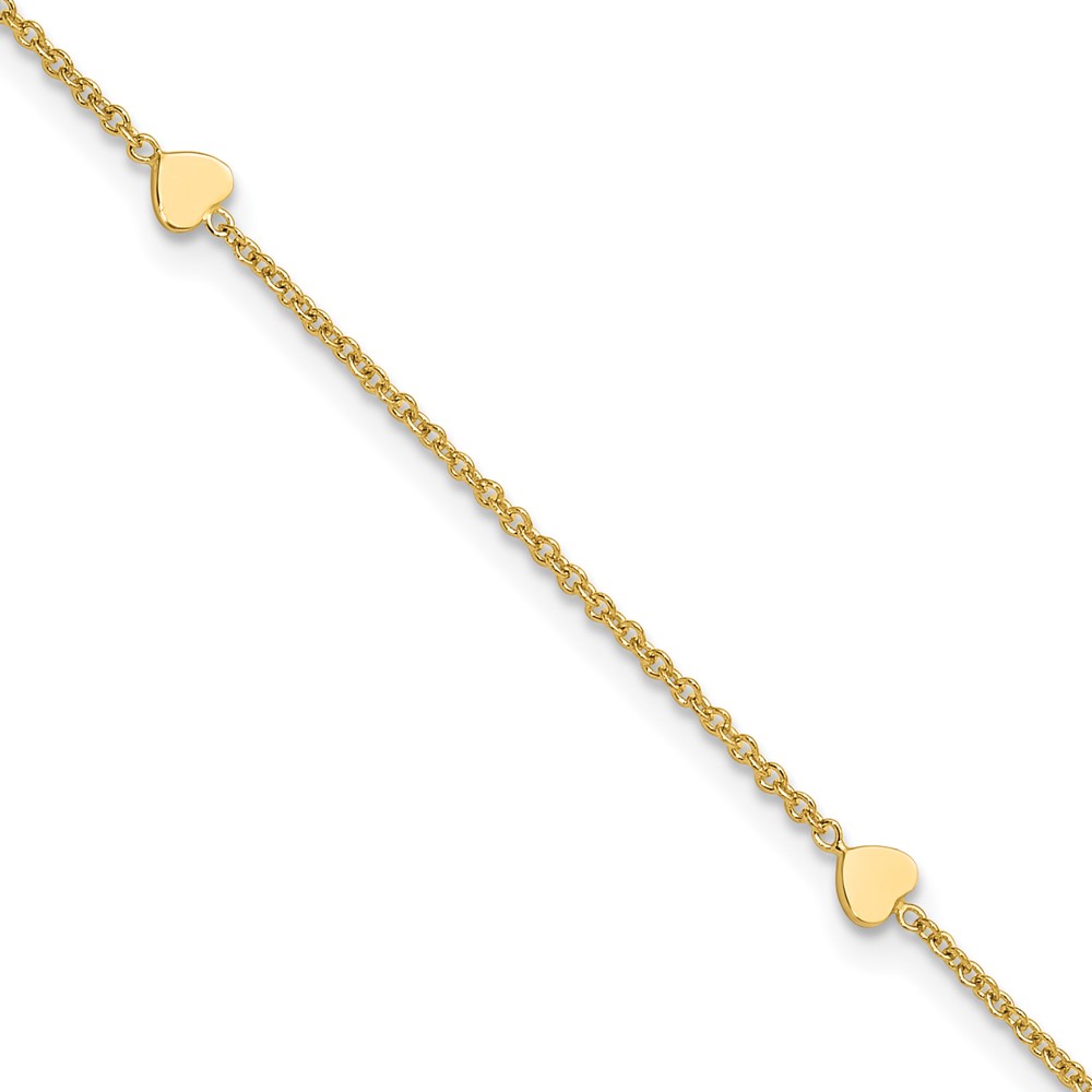 ANK305-10.jpg 14K Polished Hearts 4-Station Plus Extender - Total Anklet - Image 1