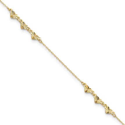 14K Diamond-cut Hearts Plus Extender - Total Anklet