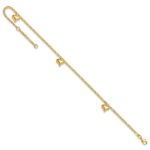 14K Polished Curb Chain with 3 Puffed Heart Dangles Plus Extender - Total Anklet - Image 7