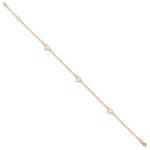 14K Polished Heart-in-Heart Links 3-Station Plus Extender - Total Anklet - Image 2