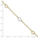 14K Two-tone Polished Open Hearts 5-Station Plus Extender - Total Anklet - Image 5