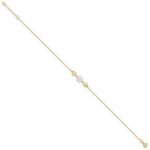 14K Two-tone Polished Three Cut-out Flowers Plus Extender - Total Anklet - Image 2