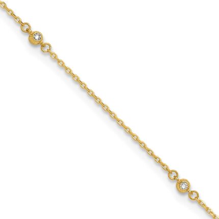 14K Bezel-set CZ 5-Station Plus Extender - Total Anklet