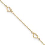 14K Open Heart and Chain 5-Station Plus Extender - Total Anklet