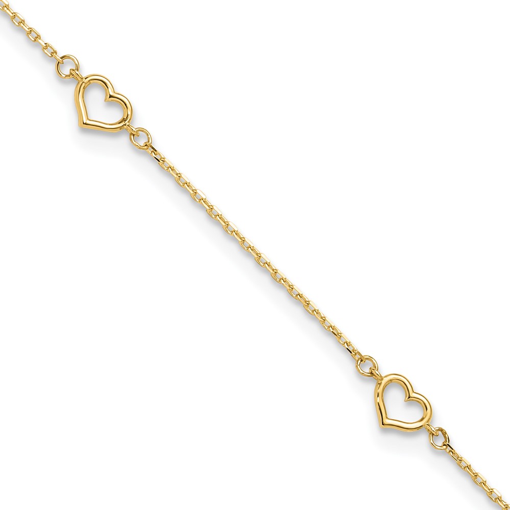ANK334-9.jpg 14K Open Heart and Chain 5-Station Plus Extender - Total Anklet - Image 1