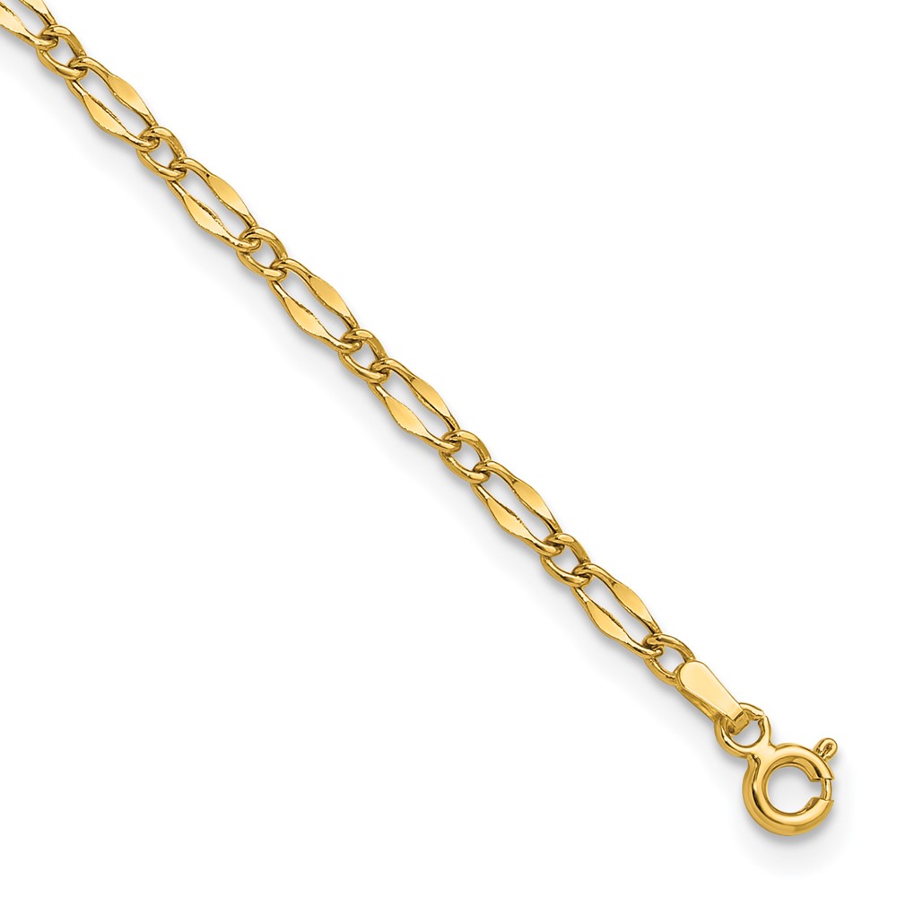 ANK344-9.jpg 14K Polished Fancy Link Chain Plus Extender - Total Anklet - Image 1