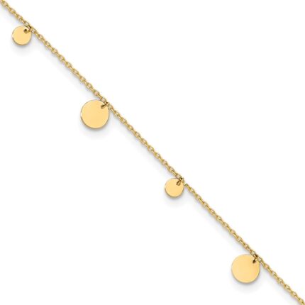 14K Polished Circle Dangles Plus Extender - Total Anklet