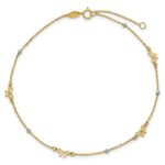 14k Two-tone Polished Diamond-cut Beads and Bows Plus Extender - Total Anklet - Image 4