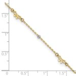 14k Two-tone Polished Diamond-cut Beads and Bows Plus Extender - Total Anklet - Image 6