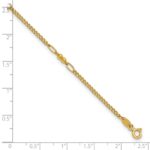 14K Polished and Diamond-cut 5-Station Beaded Mixed Link Anklet - Image 5