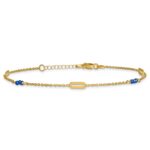 14k Polished Blue Spinel Beads and Ovals Plus Extender - Total Anklet - Image 3