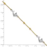 14K Two-tone Beads and Three Dolphins Plus Extender - Total Anklet - Image 6