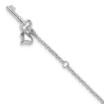 14k White Gold Cable Chain with Puffed Heart and Key Dangle Plus Extender - Total Anklet