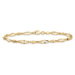 14k Polished Twisted Oval and Mirror Beads Anklet - Image 3